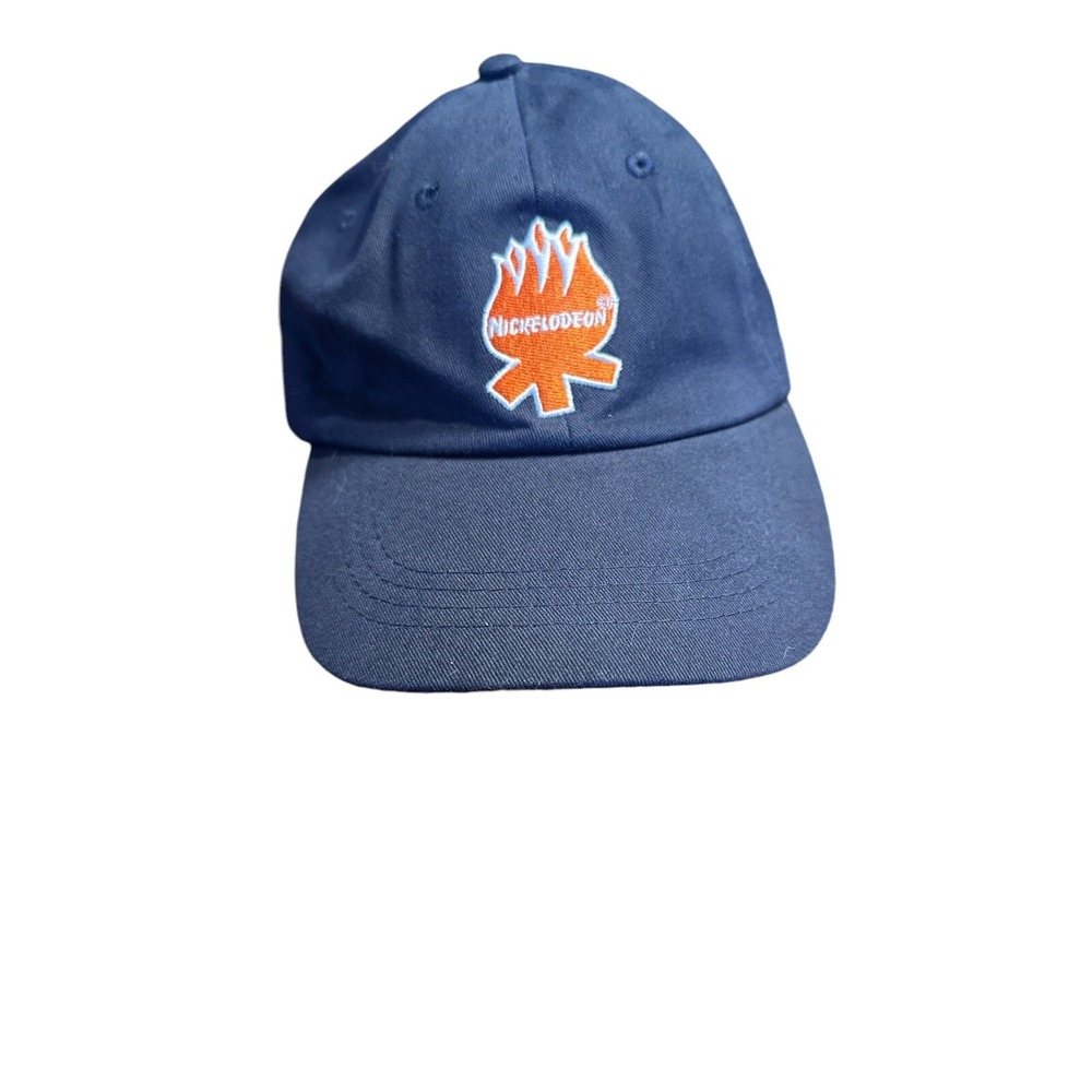 Nickelodeon Flame Logo Baseball Hat‎ Cap Navy Dad Campfire Retro Cartoon Y2K